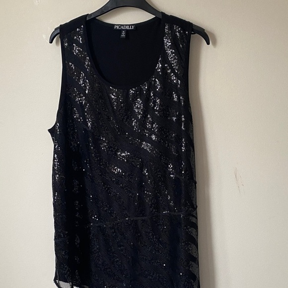 Picadilly Fashion Tops - Picadilly Fashion Black Sequin Tank Top